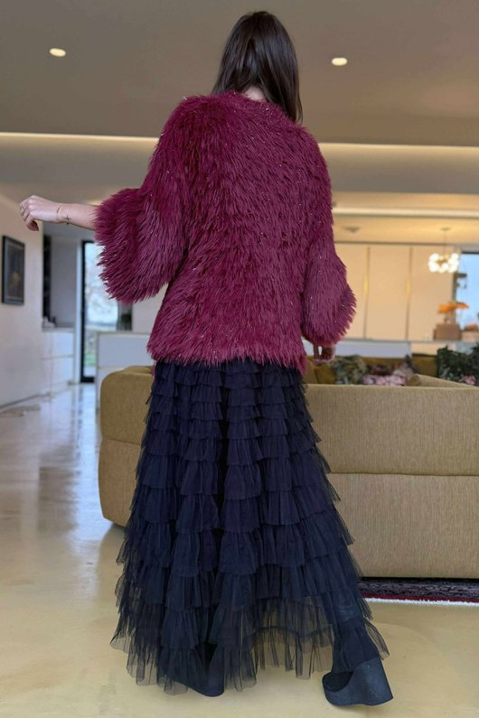 Claudia Shaggy Knit Burgundy